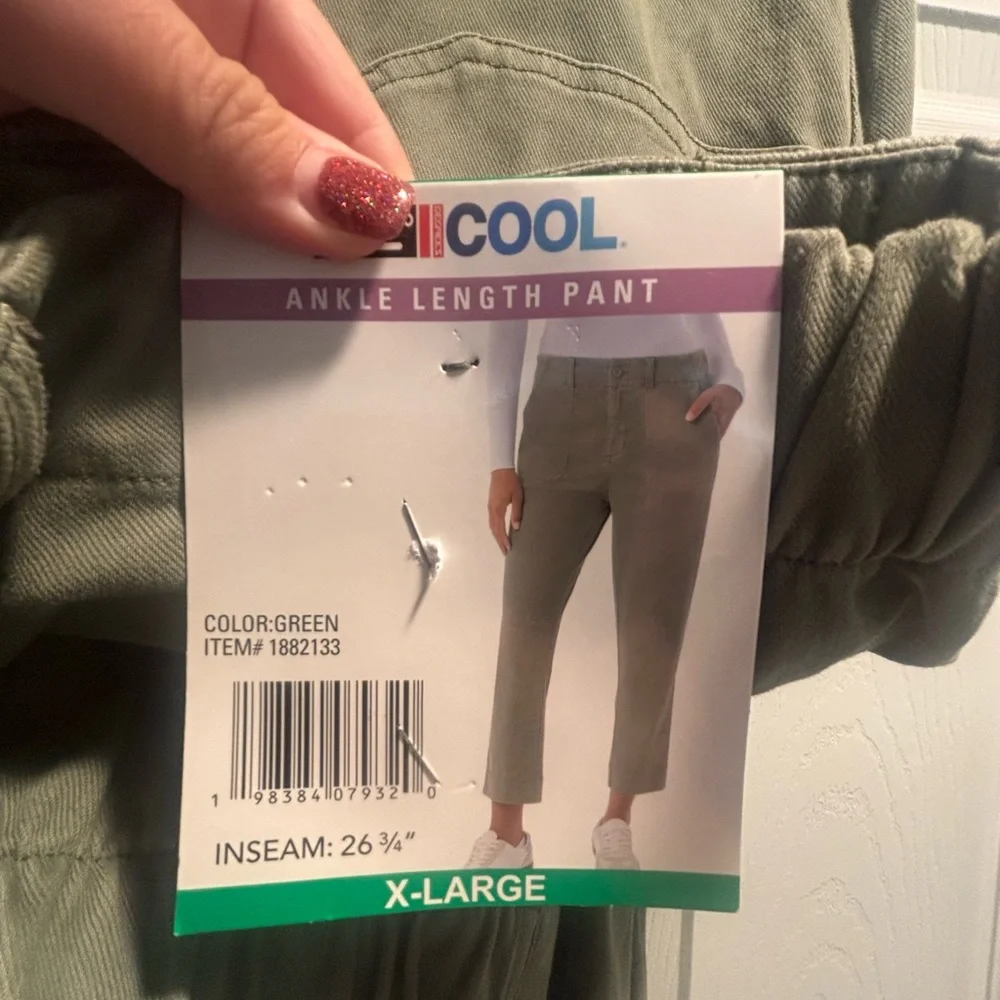 32 Degrees Relaxed Fit Olive Green Cropped Pants XL - Picture 2 of 4